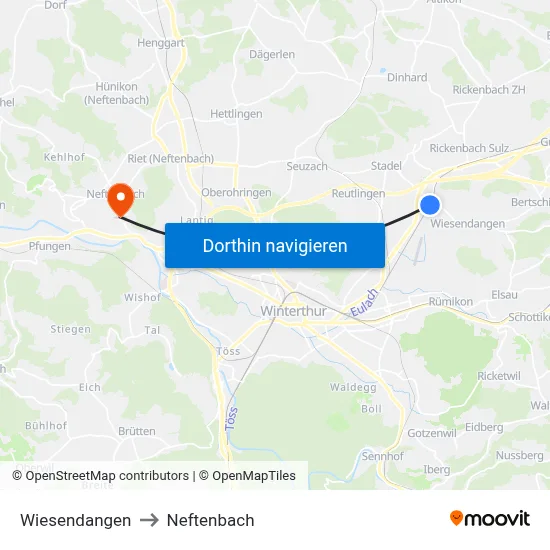 Wiesendangen to Neftenbach map