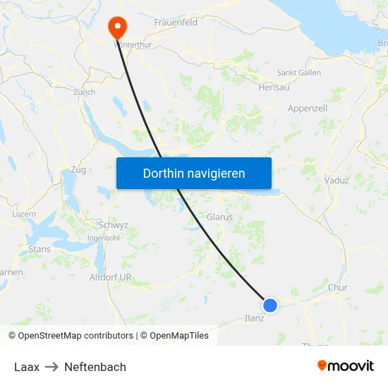 Laax to Neftenbach map