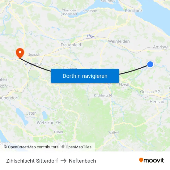 Zihlschlacht-Sitterdorf to Neftenbach map