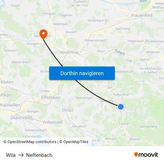 Wila to Neftenbach map
