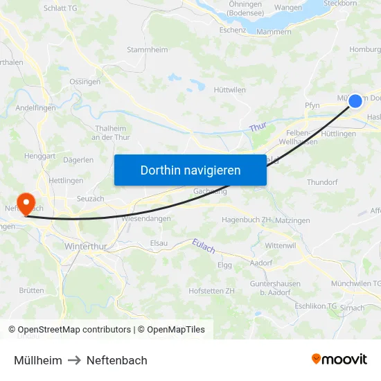 Müllheim to Neftenbach map
