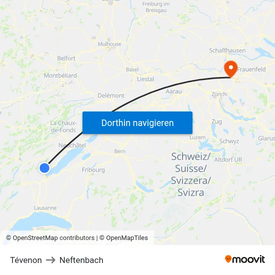 Tévenon to Neftenbach map