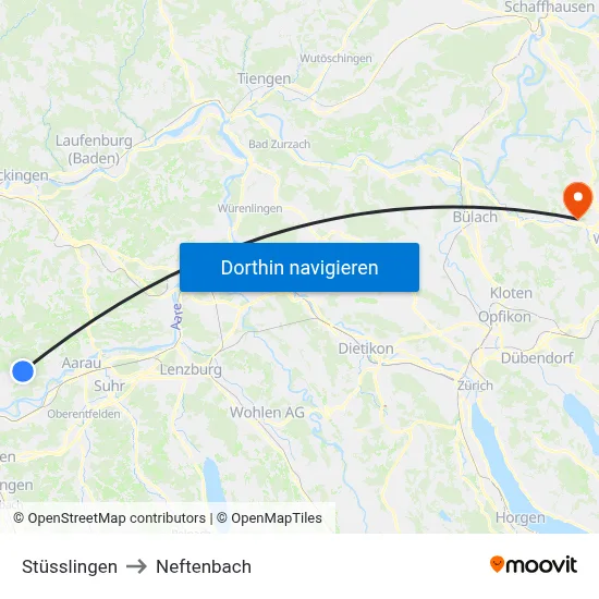 Stüsslingen to Neftenbach map