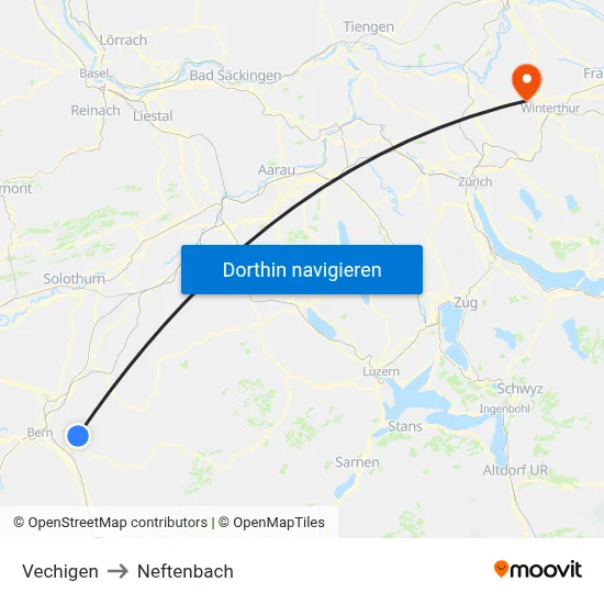 Vechigen to Neftenbach map