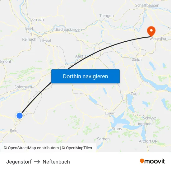 Jegenstorf to Neftenbach map