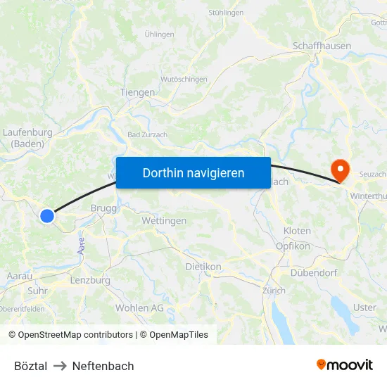 Böztal to Neftenbach map
