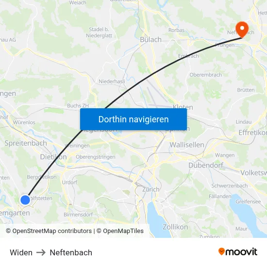 Widen to Neftenbach map