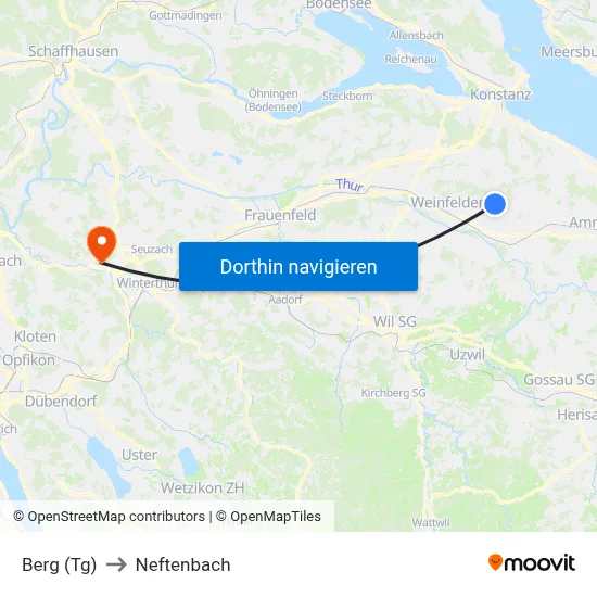 Berg (Tg) to Neftenbach map