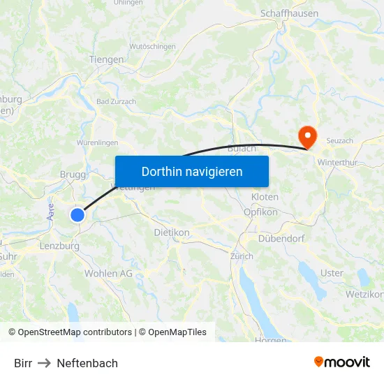 Birr to Neftenbach map