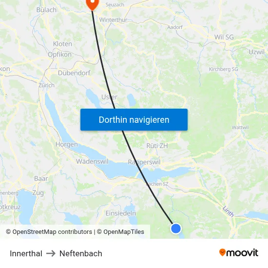 Innerthal to Neftenbach map