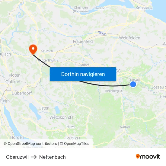 Oberuzwil to Neftenbach map