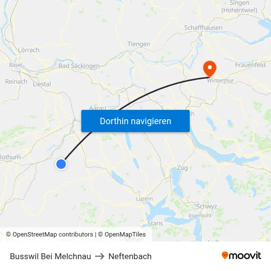 Busswil Bei Melchnau to Neftenbach map
