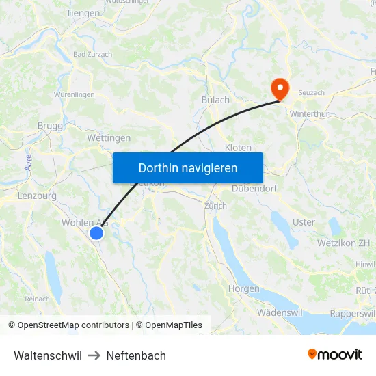 Waltenschwil to Neftenbach map