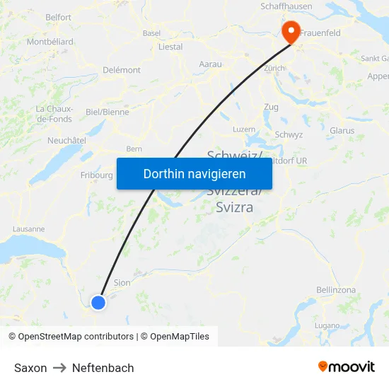 Saxon to Neftenbach map