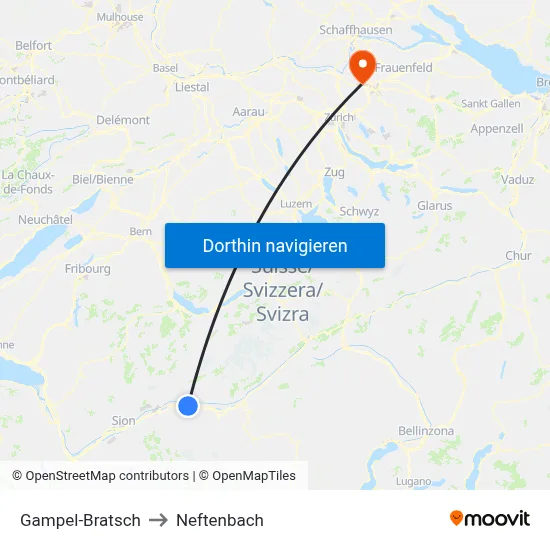 Gampel-Bratsch to Neftenbach map