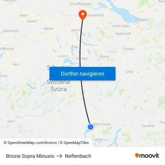 Brione Sopra Minusio to Neftenbach map