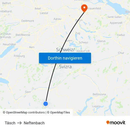 Täsch to Neftenbach map