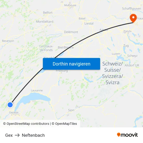 Gex to Neftenbach map