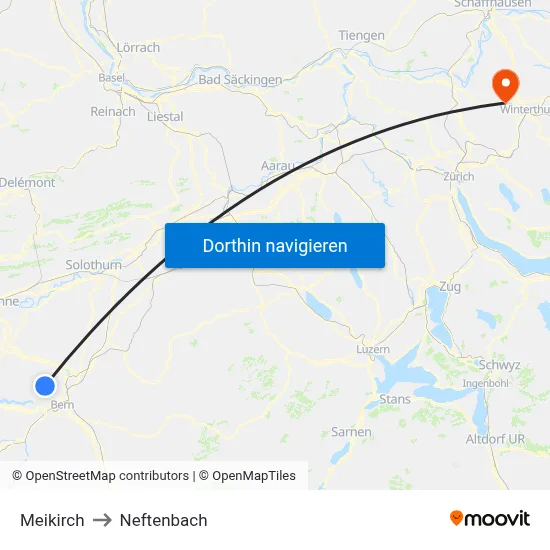 Meikirch to Neftenbach map