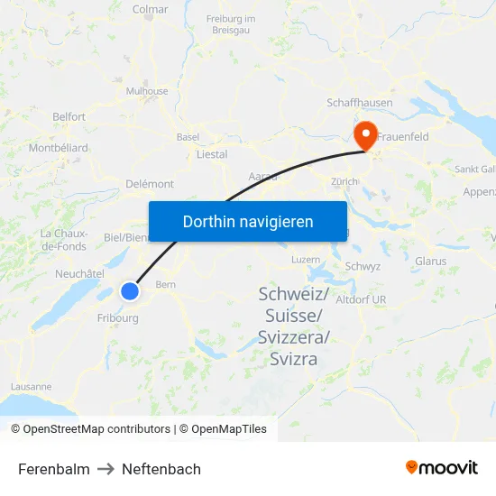 Ferenbalm to Neftenbach map
