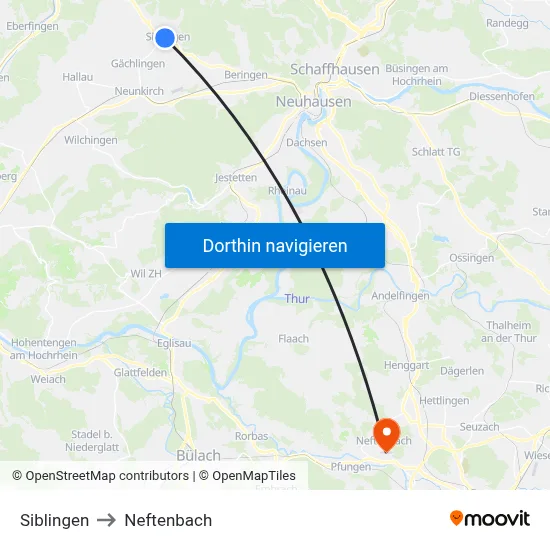 Siblingen to Neftenbach map