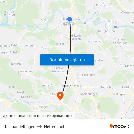 Kleinandelfingen to Neftenbach map