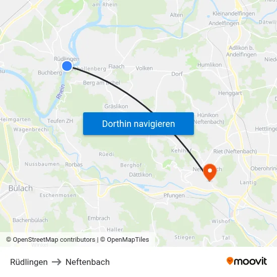 Rüdlingen to Neftenbach map