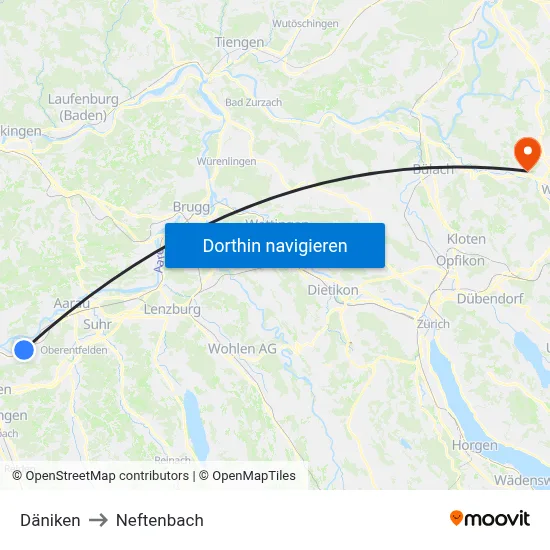 Däniken to Neftenbach map