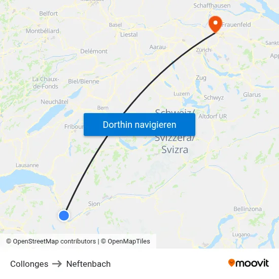 Collonges to Neftenbach map