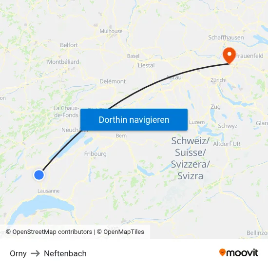 Orny to Neftenbach map