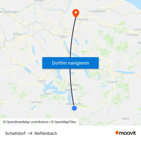 Schattdorf to Neftenbach map