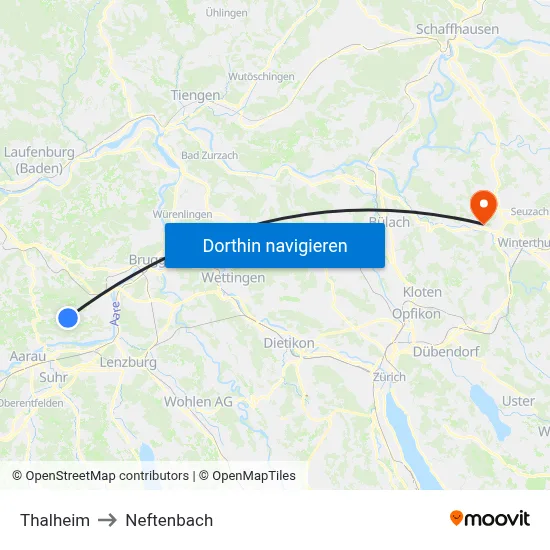 Thalheim to Neftenbach map