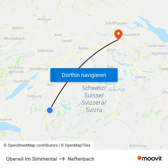 Oberwil Im Simmental to Neftenbach map