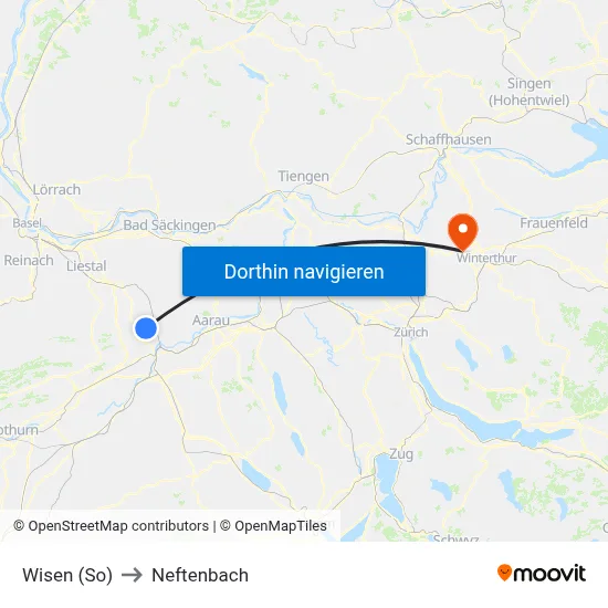 Wisen (So) to Neftenbach map