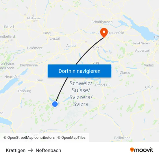 Krattigen to Neftenbach map