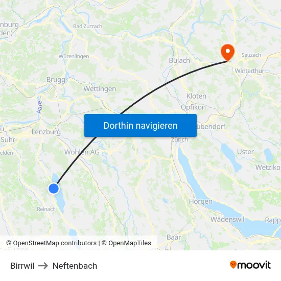 Birrwil to Neftenbach map