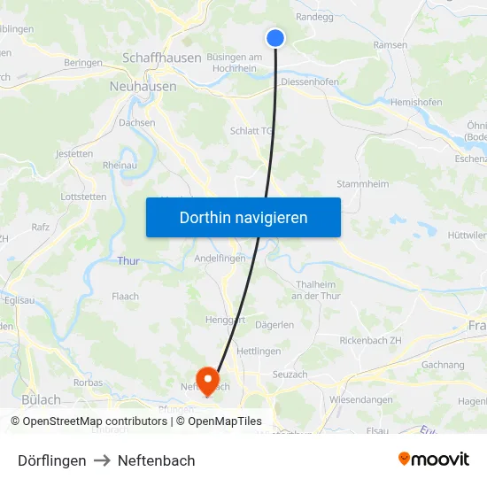 Dörflingen to Neftenbach map