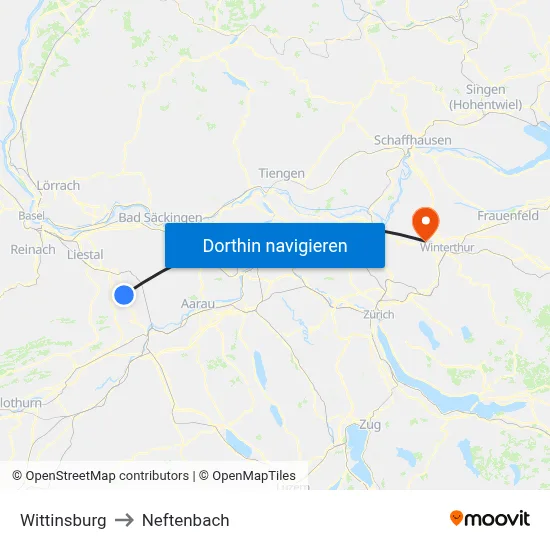 Wittinsburg to Neftenbach map