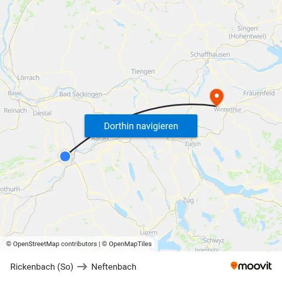 Rickenbach (So) to Neftenbach map