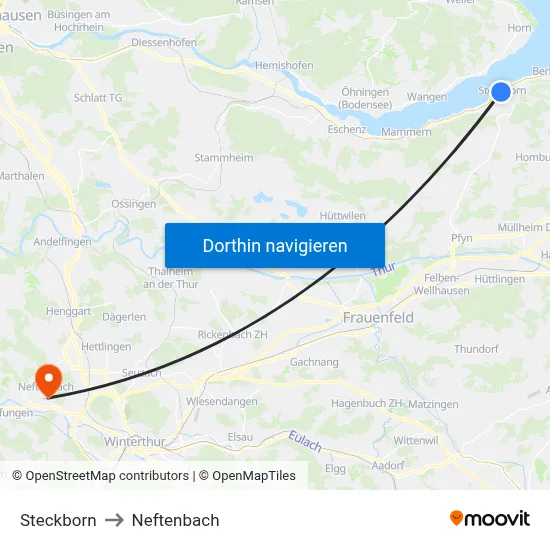 Steckborn to Neftenbach map