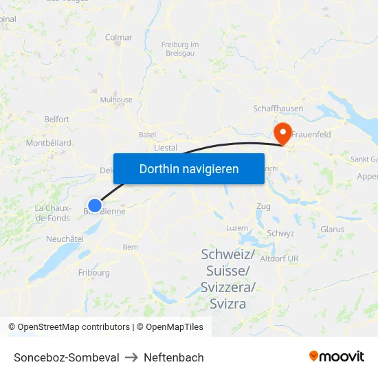 Sonceboz-Sombeval to Neftenbach map