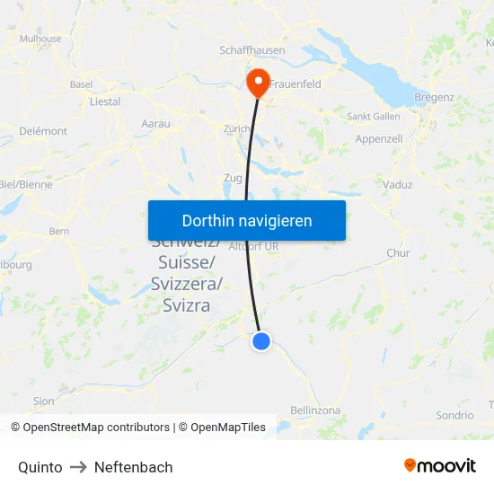 Quinto to Neftenbach map