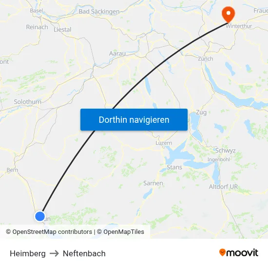 Heimberg to Neftenbach map