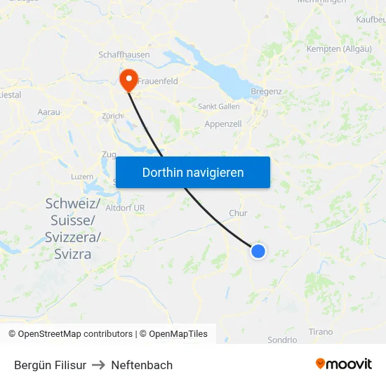 Bergün Filisur to Neftenbach map