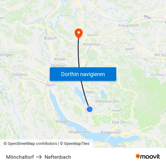 Mönchaltorf to Neftenbach map