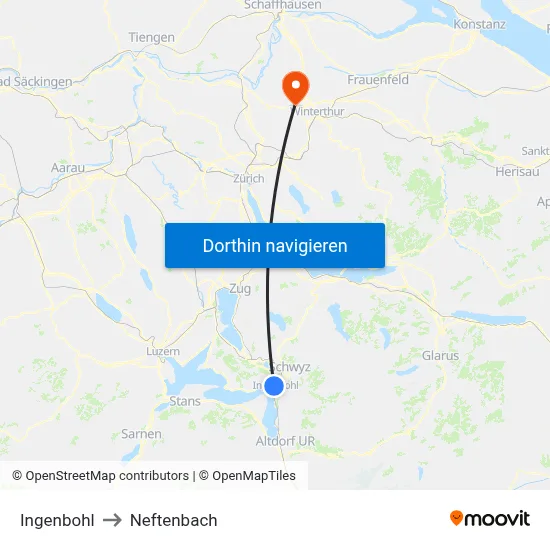 Ingenbohl to Neftenbach map