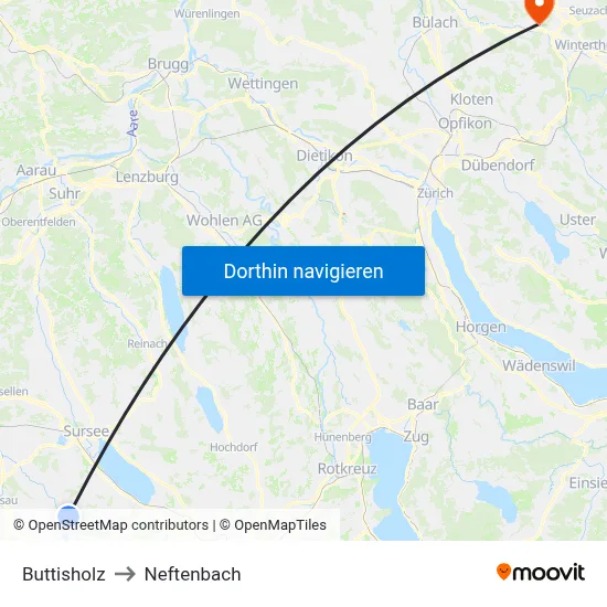 Buttisholz to Neftenbach map