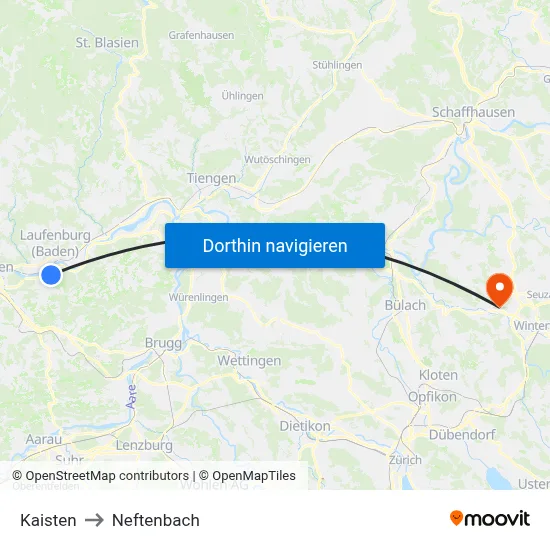 Kaisten to Neftenbach map