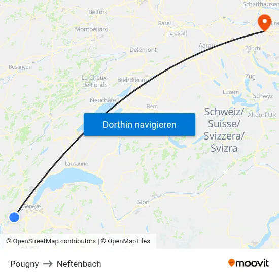 Pougny to Neftenbach map