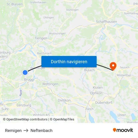 Remigen to Neftenbach map